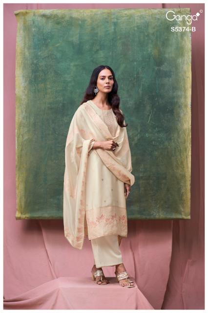 Ganga hiyana 5374 silk dress material wholesale online shopping